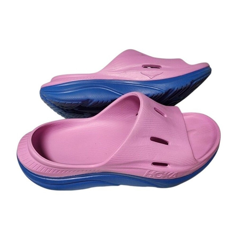 HOKA Ora Recovery Slide 3 Cyclamen/Coastal Sky Size 8 Wide Cushioned Comfort